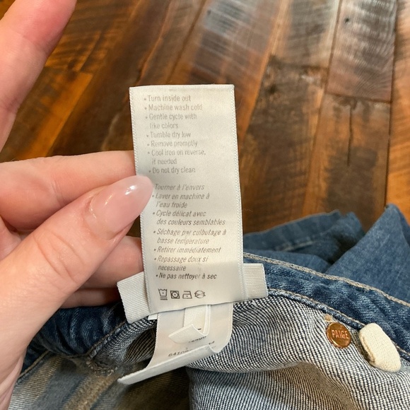 Paige Anessa Exposed Button Fly Wide Leg Jeans Blue Size 28 High Rise - Picture 9 of 14